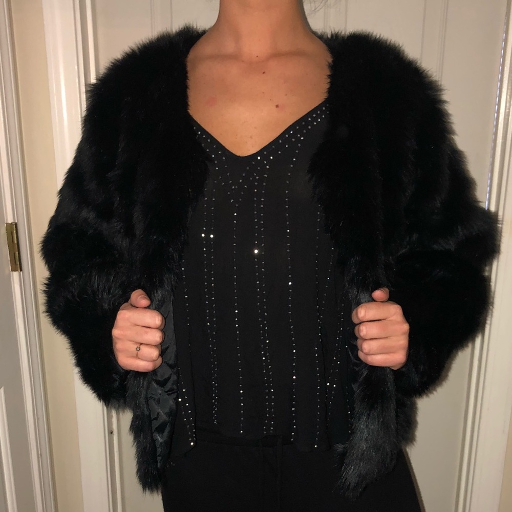 Black faux fur jacket